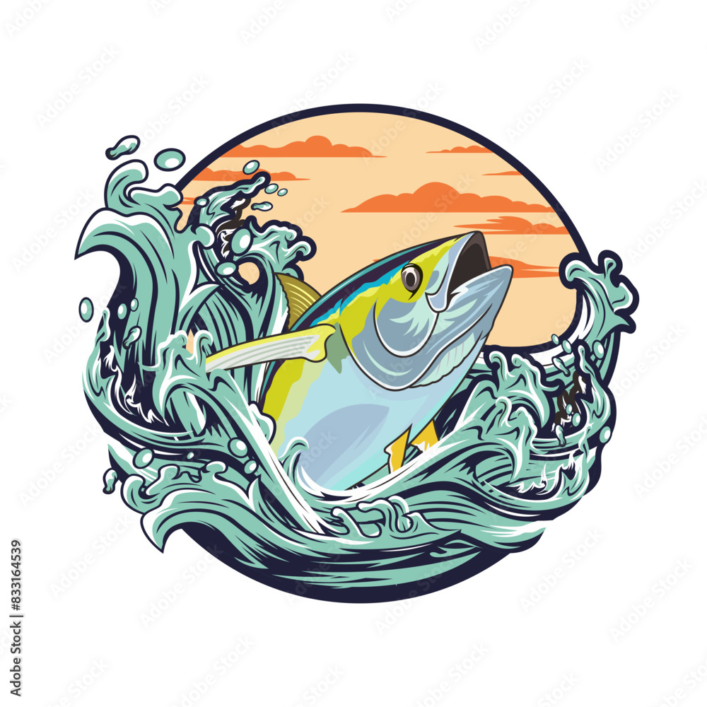 Naklejka premium tuna boat fishing illustration logo vector image t shirt