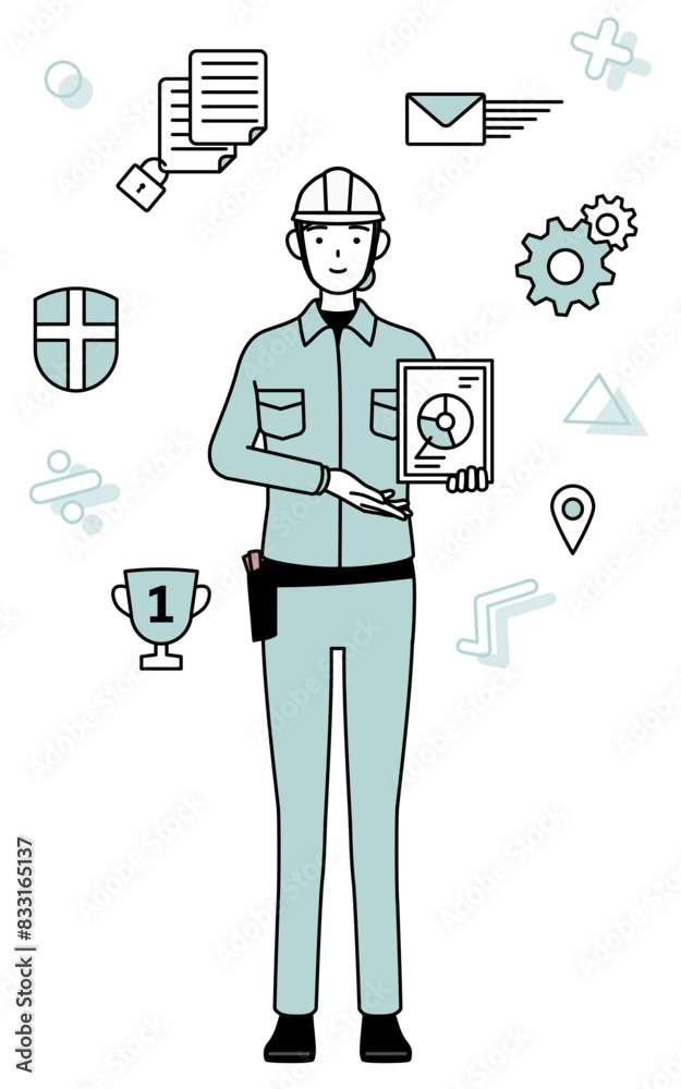 Image of DX, Female engineer in helmet and work wear using digital technology to improve her business Image of DX, Female engineer in helmet and work wear using digital technology to improve her business