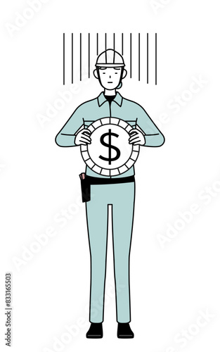Female engineer in helmet and work wear an image of exchange loss or dollar depreciation