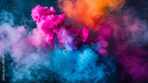 colorful smoke celebrate Holi hai with real vivid colors in high resolution and quality