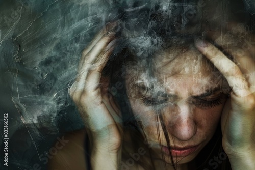 Woman with great psychological stress, anxiety and depression. © Lubos Chlubny