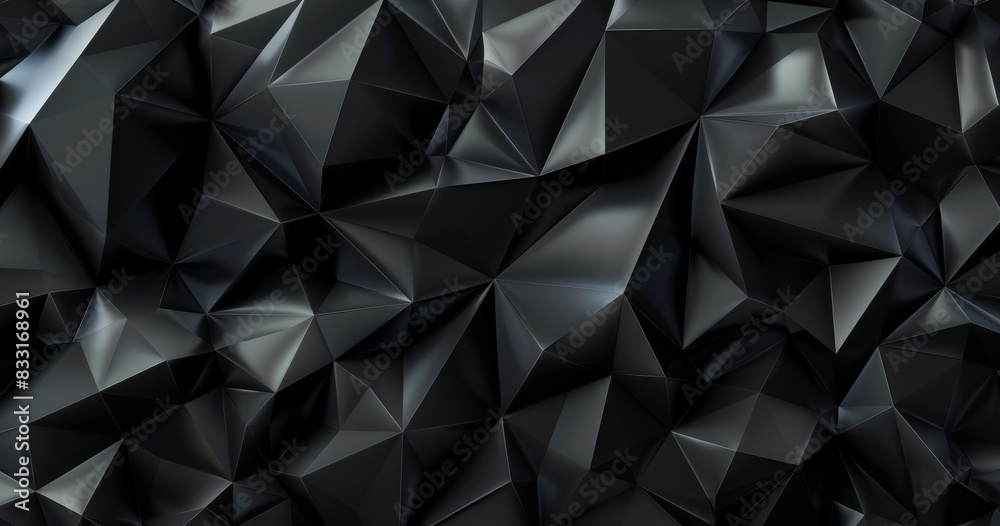 Black abstract background with low poly geometric shapes Black abstract background with low poly geometric shapes
