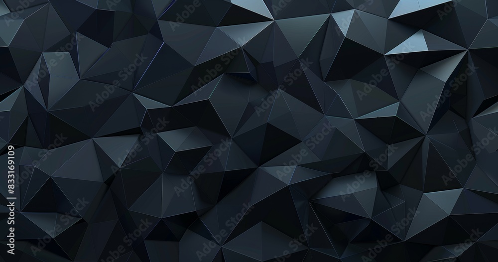 Obraz premium Black abstract background with low poly geometric shapes