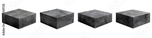 Set of Charcoal Square Podium isolated on transparent png background collection set . Generative ai