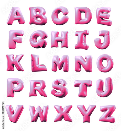 balloon shape 3d alphabet letter, pink color,  transparent background
