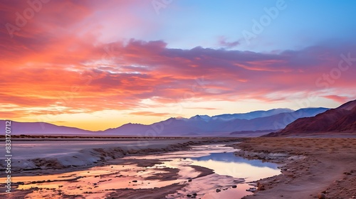 Furnace Creek Death Valley National Park Sunset Panorama USA © Muslim