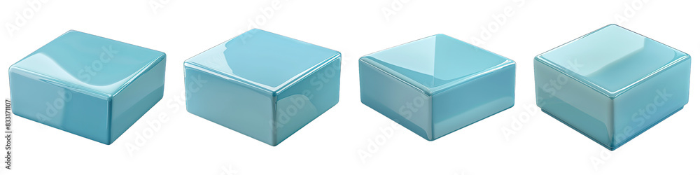 Set of Azure Square Podium isolated on transparent png background collection set . Generative ai Set of Azure Square Podium isolated on transparent png background collection set . Generative ai