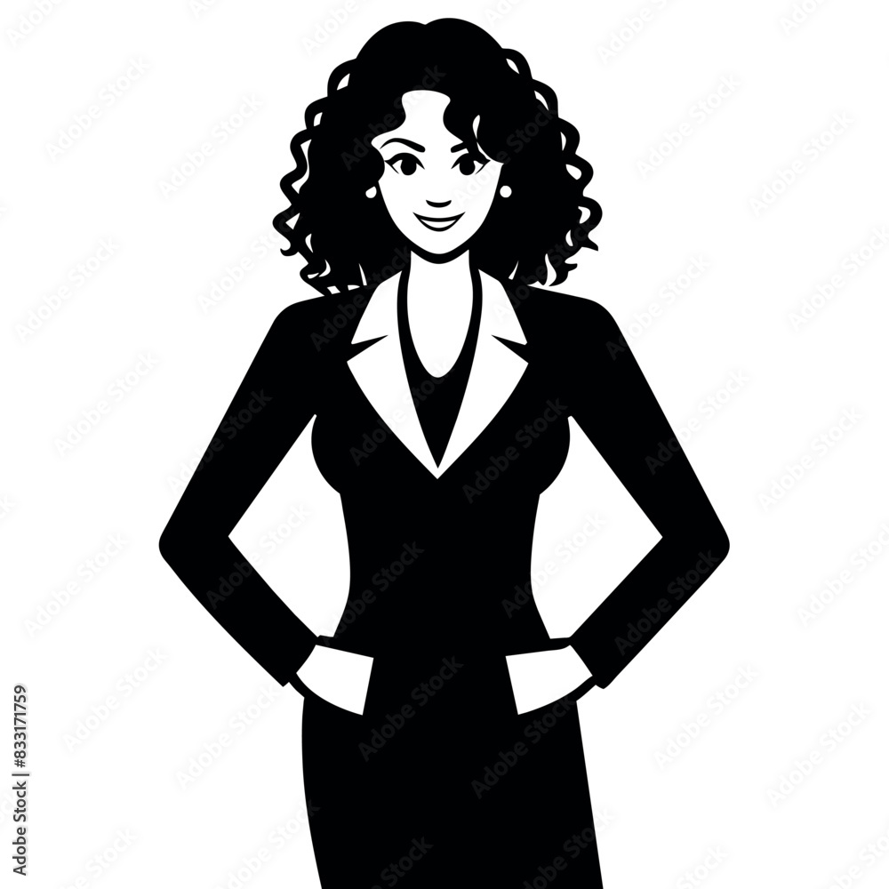 A business woman standing pose vector silhouette black color illustration A business woman standing pose vector silhouette black color illustration