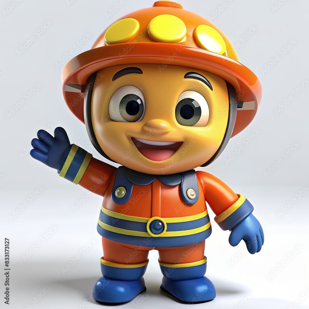 3D Render of a Cheerful Firefighter Mascot, on isolated white background, Generative AI 3D Render of a Cheerful Firefighter Mascot, on isolated white background, Generative AI