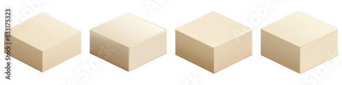 Set of Cream Square Podium isolated on transparent png background collection set . Generative ai