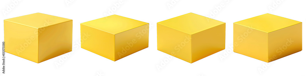 Set of Yellow Square Podium isolated on transparent png background collection set . Generative ai Set of Yellow Square Podium isolated on transparent png background collection set . Generative ai