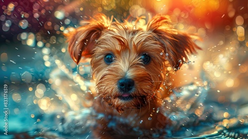Puppy in Water.. © Phatharaporn