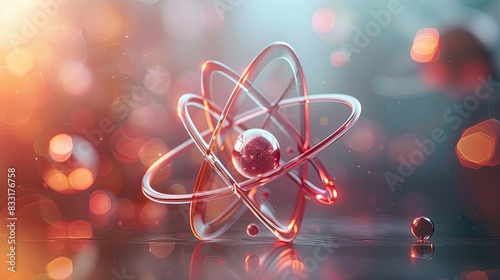 Particle Physics Discovery A physicist unveils a groundbreaking particle physics theory, represented by an atom icon rendered in 80s retro colors, capturing the essence of scientific discovery and cu