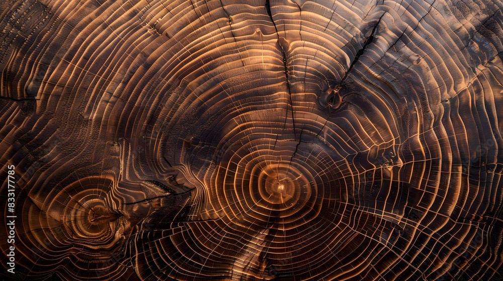 Section of the tree trunk with annual rings. - Slice wood.