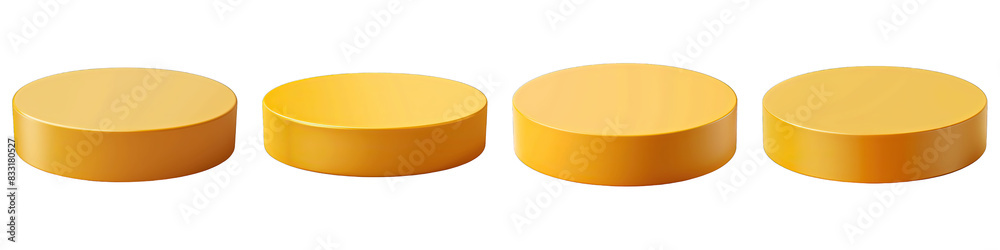 Set of Mustard Podium isolated on transparent png background collection set . Generative ai Set of Mustard Podium isolated on transparent png background collection set . Generative ai