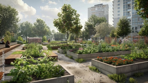 Community gardening initiative turning concrete urban space green, AI Generated © Business Pics