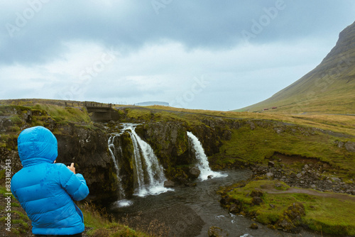 Waterfall Kirkjufellsfoss in West Iceland. photo