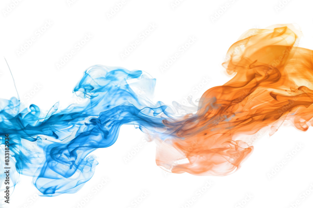 Blue and orange smoke isolated on white background Blue and orange smoke isolated on white background