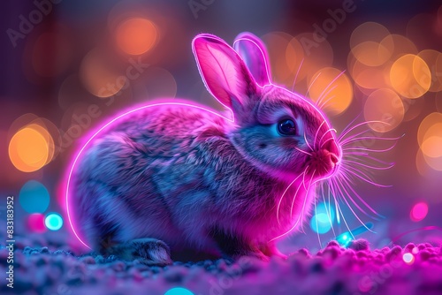 rabbit with neon effect