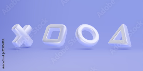 3d Geometric render gamepad symbol buttons