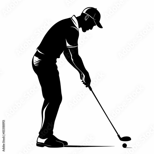 Man playing golf silhouette vector illustration 
