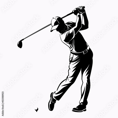 Man playing golf silhouette vector illustration 