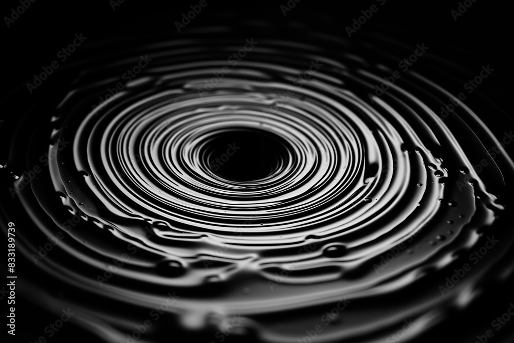 Hypnotic Ripples in Black Liquid. Generative AI Hypnotic Ripples in Black Liquid. Generative AI
