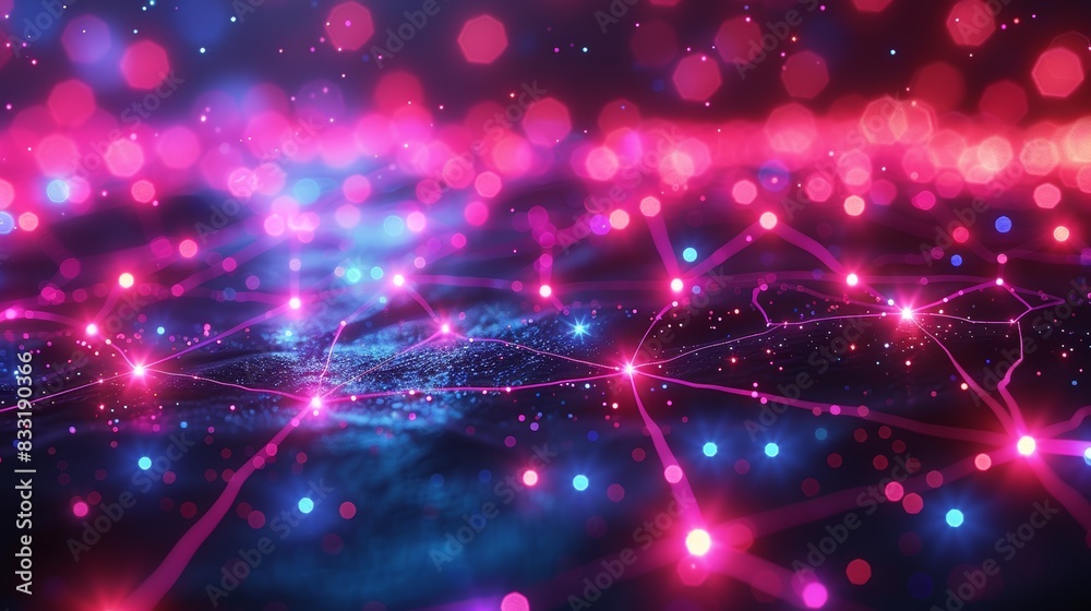 Abstract background with glowing lines and dots in vibrant pink and blue hues. Perfect for technology, connection, and data concepts. Abstract background with glowing lines and dots in vibrant pink and blue hues. Perfect for technology, connection, and data concepts.