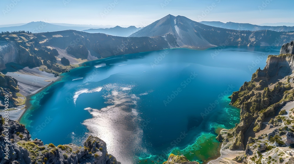 Naklejka premium crater lake a volcanic pic