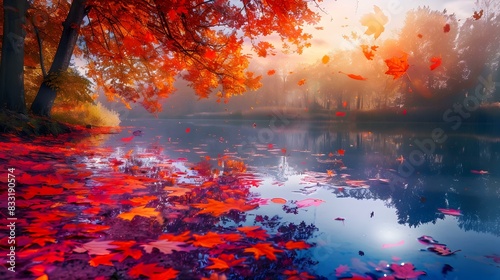 autumn landscape a lake 
