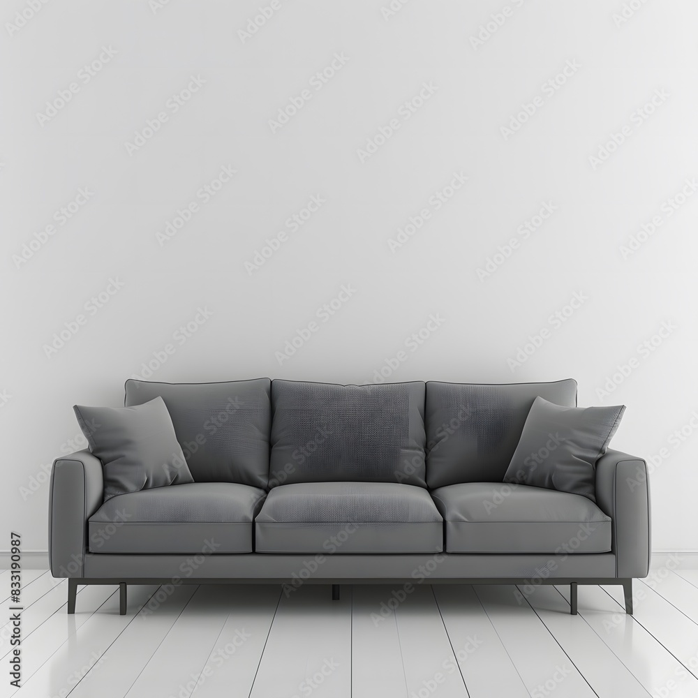 Naklejka premium gray fabric sofa in a modern living room