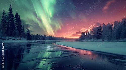 Northern Lights an icy  photo