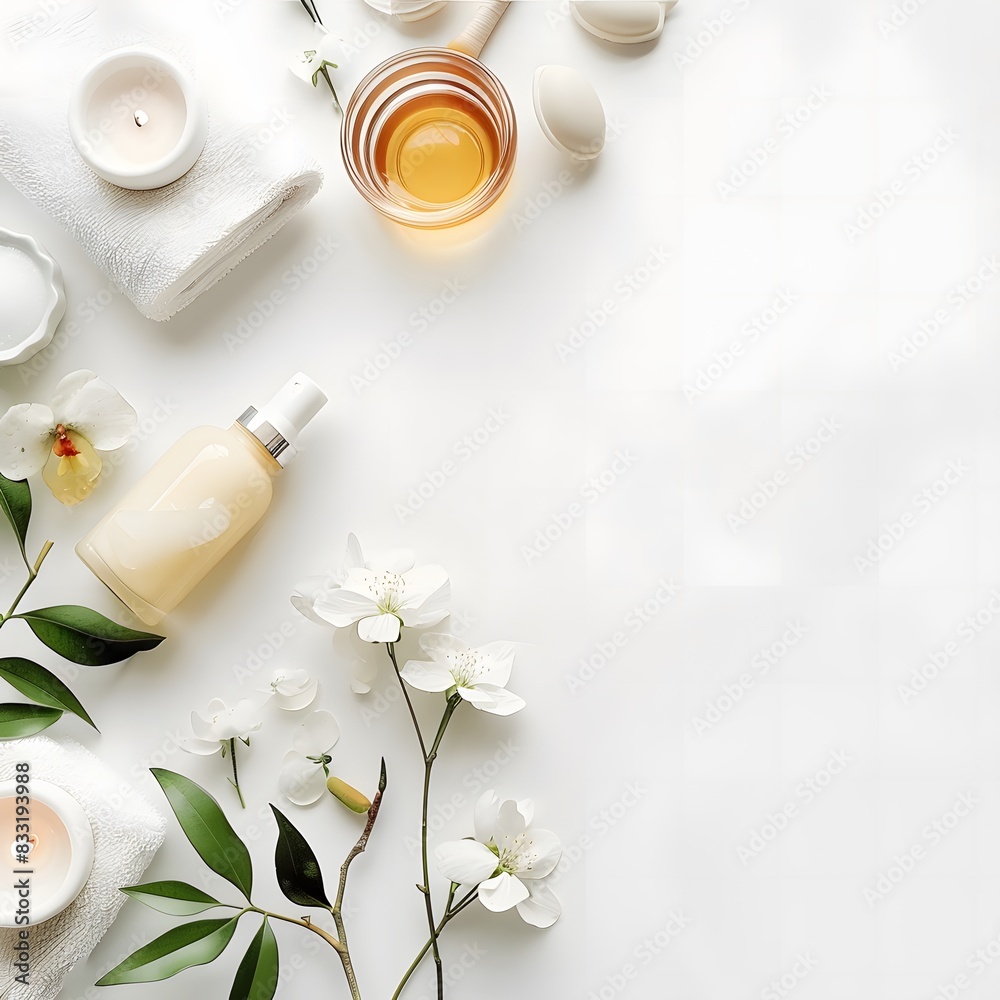 spa still life with white flowers spa still life with white flowers
