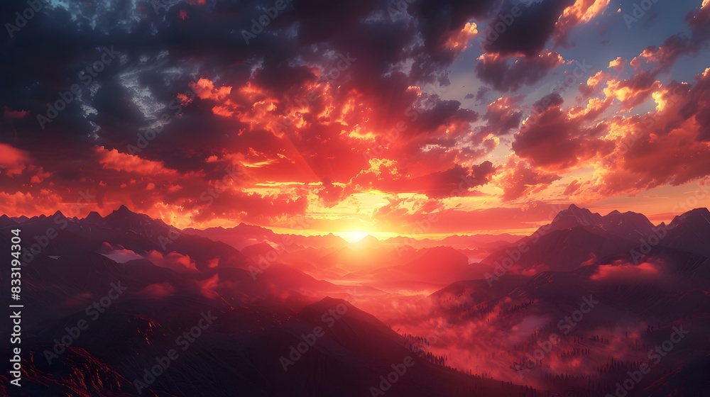 Fototapeta premium sunset mountains and sky image