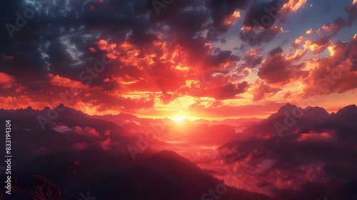 sunset mountains and sky image