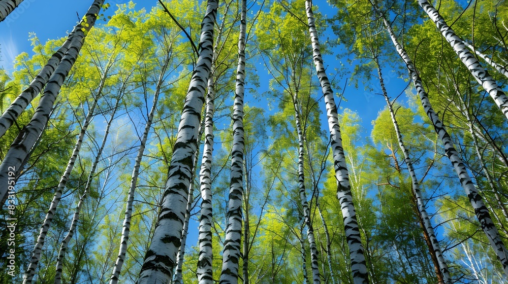 Fototapeta premium birch grove a blue image