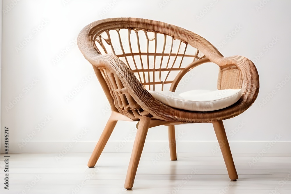 Relaxation Bamboo Chair With White Background generative Ai 