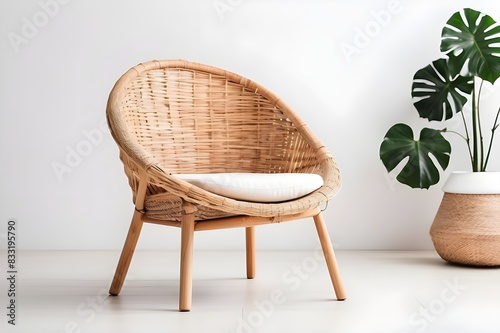 Relaxation Bamboo Chair With White Background generative Ai 