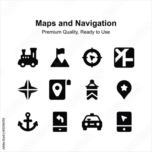 Take a look at beautifully designed maps and navigation icons set