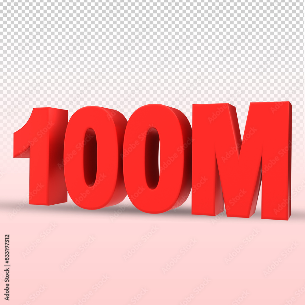 Red 100M isolated on png background. 100M 3d. Thank you for 100 Million ...