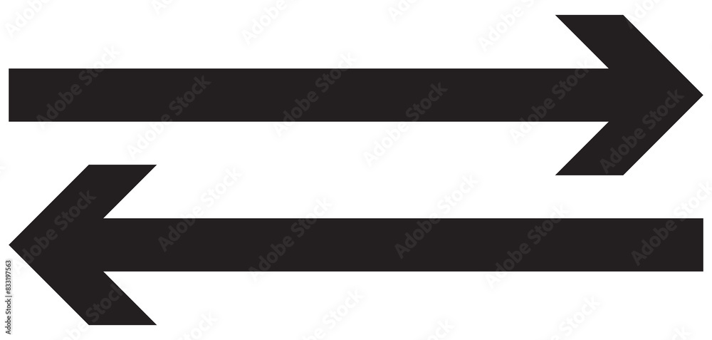 Straight long double vector arrow. Horizontal long straight arrow with two left and right pointers. Black width symbol isolated on white background Straight long double vector arrow. Horizontal long straight arrow with two left and right pointers. Black width symbol isolated on white background