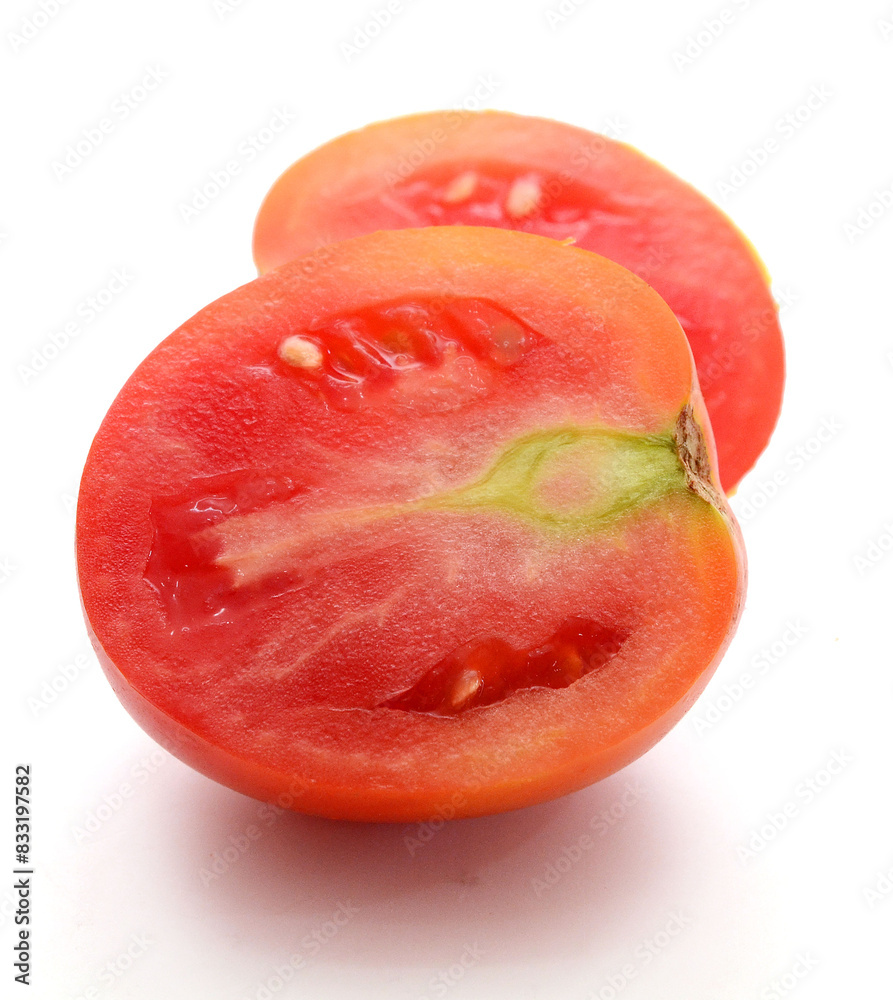 Fresh red ripe tomatoes against white background - stock photo
Fresh red ripe tomatoes against white background - stock photo