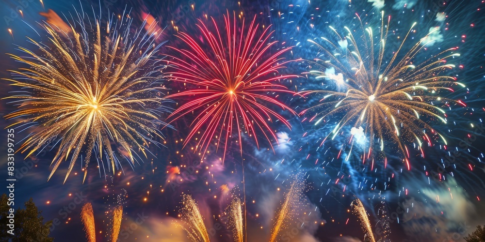 Fototapeta premium Memorial Day Fireworks A Night of Celebration