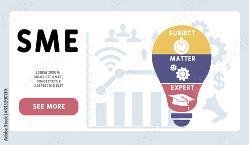 SME - Subject Matter Expert  acronym. business concept background. vector illustration concept with keywords and icons. lettering illustration with icons for web banner, flyer