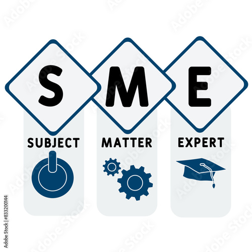 SME - Subject Matter Expert  acronym. business concept background. vector illustration concept with keywords and icons. lettering illustration with icons for web banner, flyer