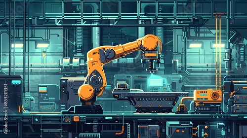 High-tech industrial robotic arm operating in an advanced manufacturing facility, showcasing automation and modern technology.
