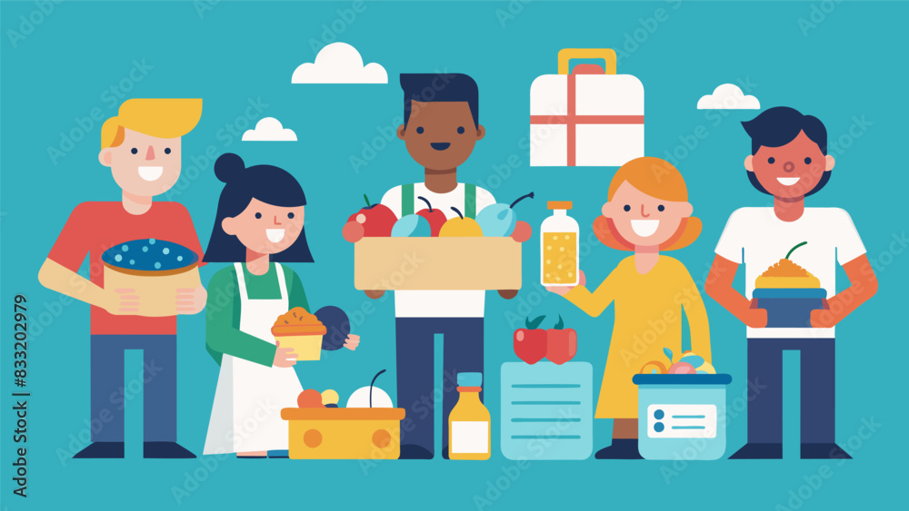 Generous sponsors and donors providing ingredients and supplies for the charity bake sale enabling a larger impact.. Vector illustration Generous sponsors and donors providing ingredients and supplies for the charity bake sale enabling a larger impact.. Vector illustration