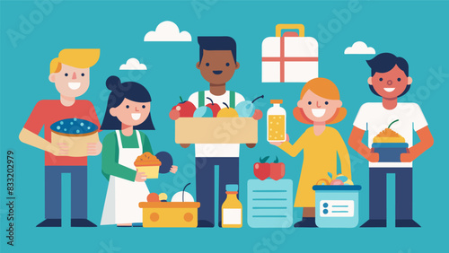 Generous sponsors and donors providing ingredients and supplies for the charity bake sale enabling a larger impact.. Vector illustration