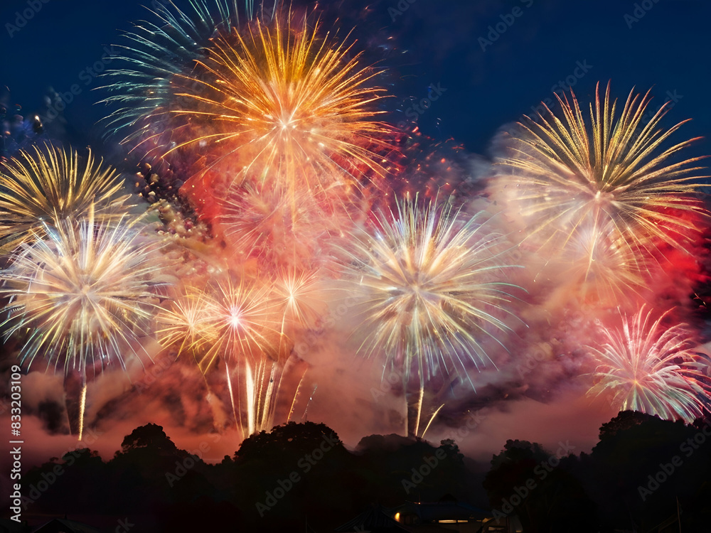 fireworks by the river , fireworks in new year celebration fireworks by the river , fireworks in new year celebration