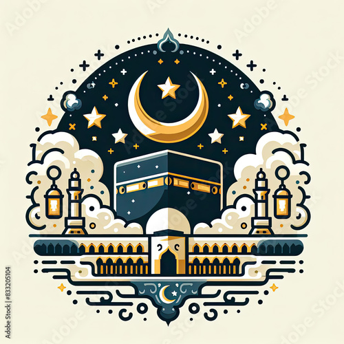 kaaba grand mosque mecca islamic symbol and logo representing spirit of islamic